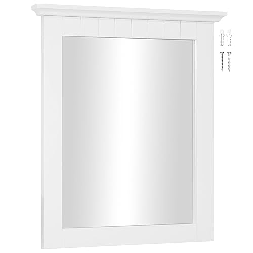 Design House 541581-WHT Cottage Rectangle Wall Accent Mirror Traditional Wood