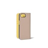 【BONAVENTURA】(for iPhone16e) ダイアリーケース シュリンクレザー [グレージュ×イエロー]スマホケース ヨーロッパ最高級レザー 本革 プレゼント ギフト BODTSE4-GGYE