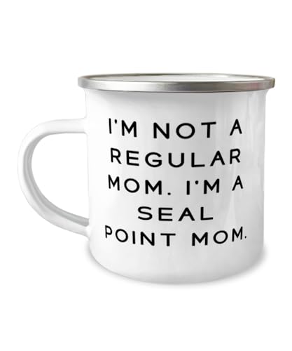 Cute Seal Point Cat 12oz Camper Mug, I'm Not a Regular Mom. I'm a, Gifts For Friends, Present From Friends, For Seal Point Cat, Unique seal point cat gifts, Unique cat gifts, Seal point cat gifts,
