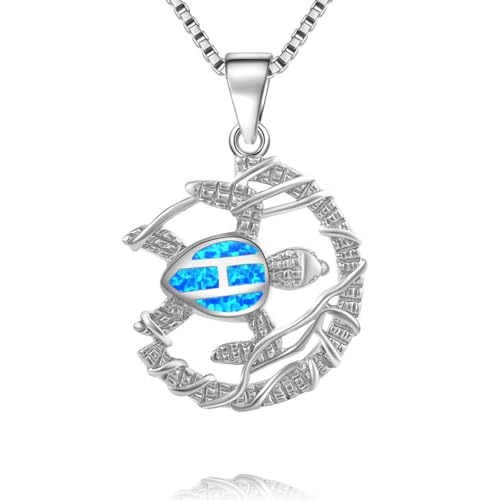 Collier Opale pour Femmes Pendentif Tortue Océan Animal Chaîne Clavicule Accessoires Pull Fête