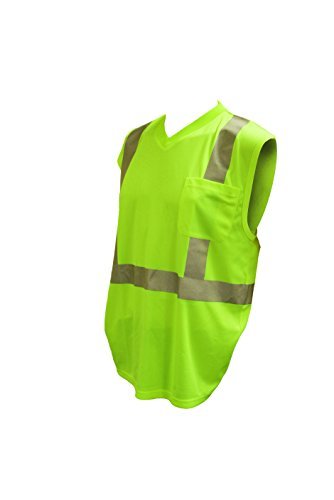 Cordova V421-L Cor-Brite Type R, Class II, Lime Birdseye Mesh T-Shirt, Sleeveless, Chest Pocket, 2-Inch Silver Reflective Tape, Large