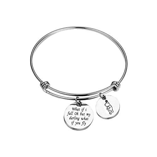 Anlive Erin Hanson Pooh Quote Bracelet What If I Fall Oh But My Darling What If You Fly Encouragement Cuff Bracelet (Adjustable bracelet)