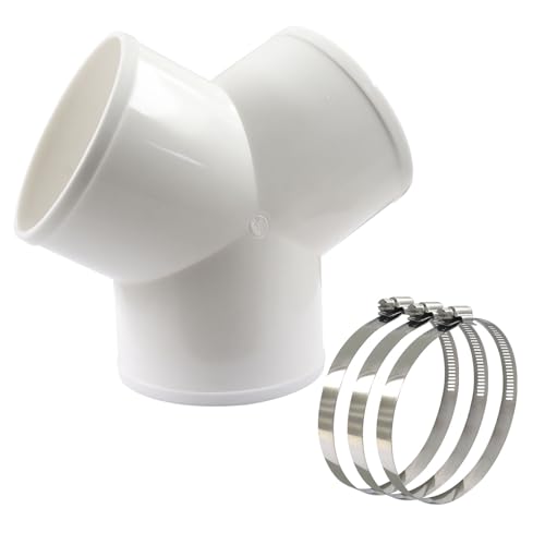 Marvexi 4 Inch 3Way Duct Splitter, 3-Way Duct Connector Exhaust Fan Hose Clamps with 3 Pcs Hose Clamps, Reliable Y Shape Connector for Dryer Vent/Household Users