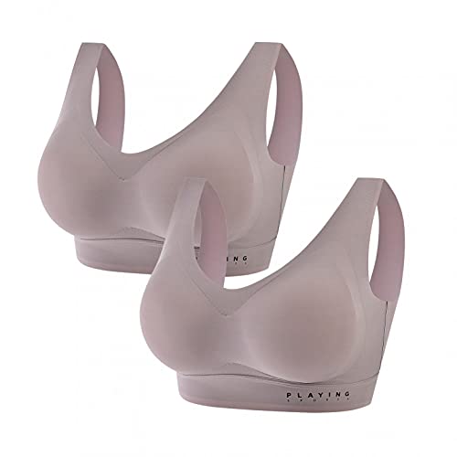 HHoo88 Sports Bras for Women Push Up Ice Silk Back Beauty Everyday Bras Seamless Padded Breathable Bras for Workout Fitness Coffee