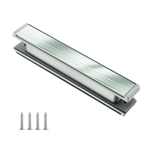 Image of Keypak 12" (32.6cm) Slimline Door Letterplate – Fits 40–80mm UPVC, Composite & Timber Doors, Silver Frame with Brushed Steel Flap, Adjustable Letter Box