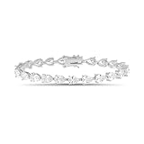 Mia Sarine 17 Cttw Pear Shaped Cubic Zirconia Tennis Bracelet for Women Platinum Plated Brass