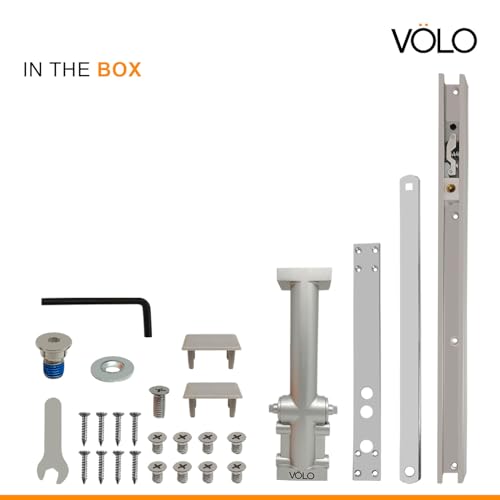 Image of Volo Automatic Hydraulic Double Speed Aluminium Concealed Pelmet Arm Door Closer Premium Heavy Duty for Residential / Commercial Purpose with Fitting Set (Silver). Weight Capacity: 30kg- 80kg