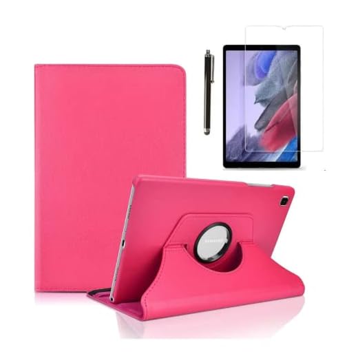 Capa Case Giratoria Rosa Compatível Com Tablet Samsung Galaxy Tab A7 Lite + Pelicula de Vidro + Caneta Touch - (C7ARMOR)
