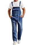 Runcati Men's Denim Bib Overalls Jeans Casual Slim Fit Adjustable Straps Fashion Trousers Boot Cut Jumpsuit