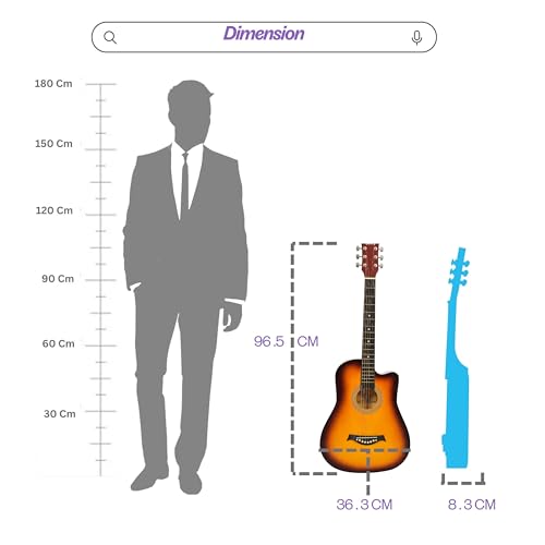 Image of BLUEBERRY B-D38, Acoustic Guitar Kit Inbuilt Truss Rod with Bag, Strap, One Pack Strings And Picks - 38 Inch (Sunburst)