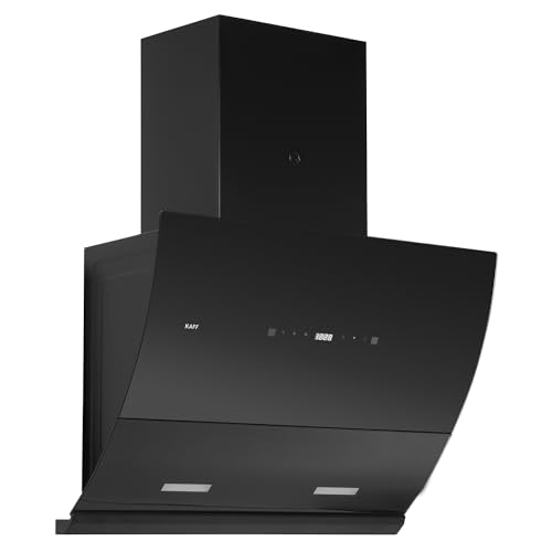 Image of KAFF LYRA DHC 75 Filter-less Auto Clean Slant Kitchen Chimney 75 CM with 1250 m3 /hr Suction Capacity, Touch with Motion Sensor Control, Motorized Vent Opening System and Digital Display (Black)