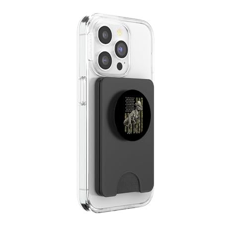 PopSockets PopWallet MagSafe de Pachycephalosaurus y Bandera EE UU para iPhone 4