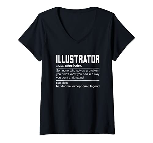 Mujer Illustrator Definition Design Designer Creative Artist Noun Camiseta Cuello V