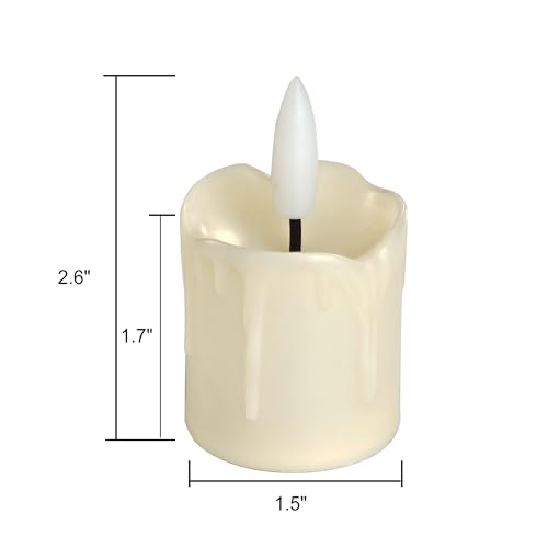 Image of 6 Pack LED Flameless Votives with Built-in Timer Realistic Black Wick Drips Battery Operated Electric Candle Set for Home Party Wedding Halloween Christmas Decorations 1.5 inch D x 2.6 inch H Batteries Incl.