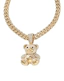 Collar de oso de oro amarillo de 14 quilates para mujer, bonito collar con colgante colorido de oso, gargantilla de animal, collar de oso de goma, joyería de oso de goma, dije de oso, collar de panda