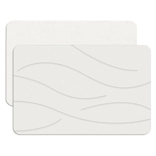 Feilifan Stone Bath Mat Diatomaceous Earth Mat Fast-Drying Diatomite Shower Mat Water Super Absorbent Stone Mats for Bathroom Kitchen Easy to Clean (Ripple White 23.5 15)