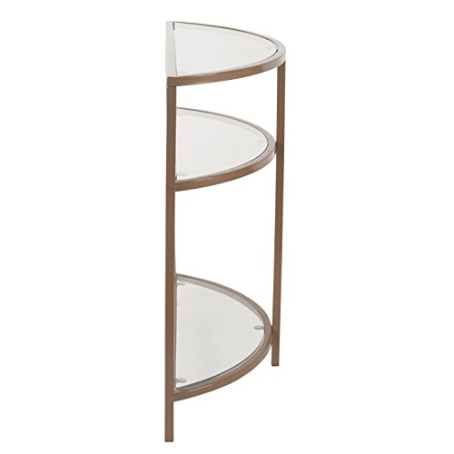 Homepop Home Decor | Kaufmann Collection Modern Glass Half Moon Accent Table | Accent Table For Display & Storage For Entry Way & Living Room (Gold) #TOP3