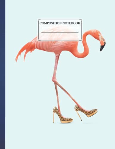 Composition Notebook Wide Ruled: Fancy Flamingo Animal Office School Supply Better Office Products Cute Eagles Dog Cat|College Ruled Women Girls College Students, 8.5 x 11 Inches 110 page