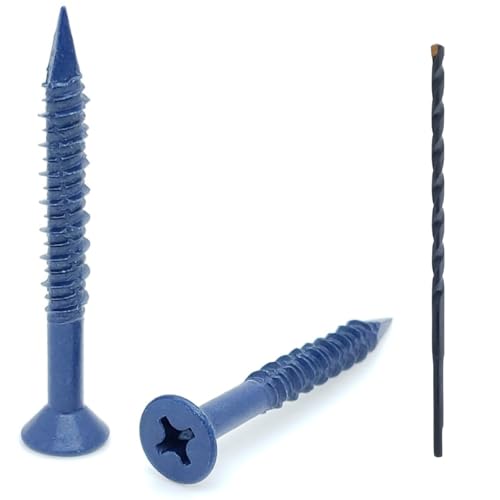 Vis à béton cruciforme 6,35 mm x 5,6 mm ancrage maçonnerie tête plate 100 pcs