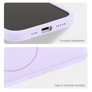 Mixroom - Custodia Cover Case per iPhone 15 PRO Max in Tpu silicone liquido morbido compatibile con MagSafe con cerchio magnetico integrato Lilla C09