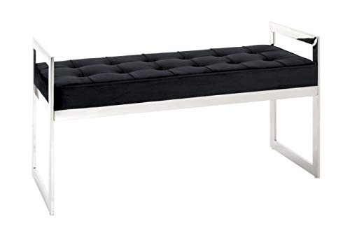 HAKU Möbel Bank Edelstahl, schwarz, Edelstahl, Samtgewebe - Maße: B 100 cm x H 57 cm x T 40 cm, Style: Art Deco HAKU Möbel Bank Edelstahl, schwarz, Edelstahl, Samtgewebe - Maße: B 100 cm x H 57 cm x T 40 cm, Style: Art Deco