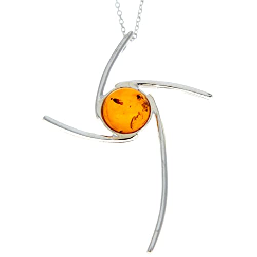 SilverAmber Jewellery Reino Unido – Colgante de gato moderno de plata de ley 925 y ámbar báltico auténtico – 416 V, Todos, Ámbar