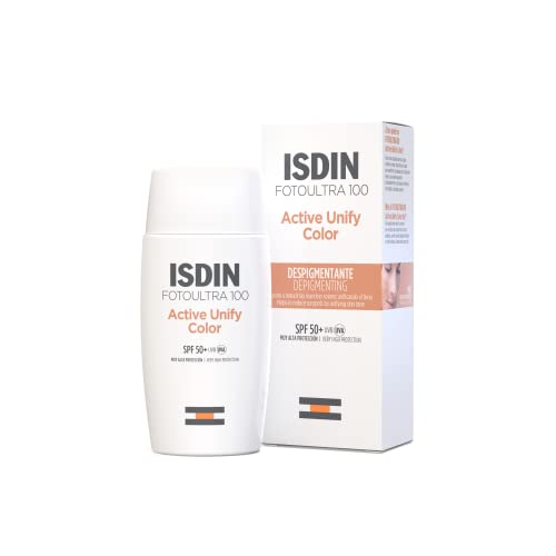 31GEUKsQ6yL - ISDIN Fotoultra 100 Active Unify Color SPF 50+ Crema Fluida con Color, Triple Acción Despigmentante y que Unifica el Tono y Evita la Aparición de nuevas manchas, 50ml