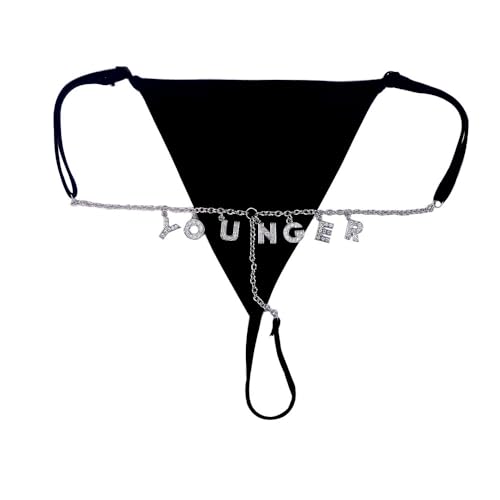 Sexy Tanga De Dama Personalizada Con Letras,Bikini De Fiesta En La Piscina Personalizado Con Nombre Personalizado,Cintura De Bricolaje Para Mujeres Regalos De Joyería Corporal,Negro,Talla Única