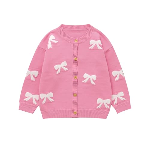 Girls Cardigan Sweater Long Sleeve Clothes Floral Bow Button Tops Outfits Girl Winter Fall Clothing