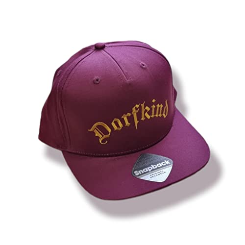 Mützenfritze Bestickte 5 Panel Snapback Cap Dorfkind in Burgunder