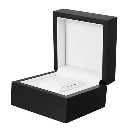 WRITWAA Caja De 1 Pieza caja de reloj mostrador cajas transparente decoración mimbre storage box jewellery box organizador joyas vitrina de joyas Vitrina de reloj cuero Black