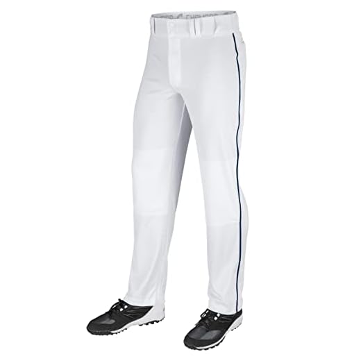 CHAMPRO Men's Standard Triple Crown Open Bottom Adult Baseball Pants, White, Navy Pipe, Medium