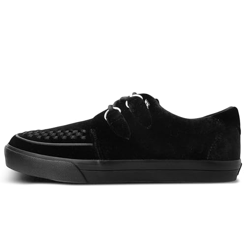 Image of T.U.K Shoes Velvet Anarchic Creeper Sneaker for Women and Men | 3 Dring Lace Up Shoes and Interlace | Classic Round Toe and Sole