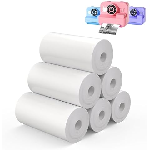 6 Rolls Instant Print Camera for Kids Refill Print Paper - Thermal Paper Rolls Photo Print HD Printing for Most Kids Instant Camera, Refills Paper Rolls Cover