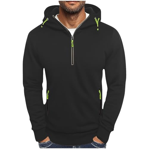Mens Quarter Zip Pullover Hoodies Basic Sweatshirt lightweight Oversized Fleece Streetwear Tops Fall Winter Clothes