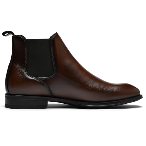 Image of OKKO Mens Chelsea Boots Genuine Leather Dress Boots for Men Classic Stylish Casual Slip On Ankle Boot for Men