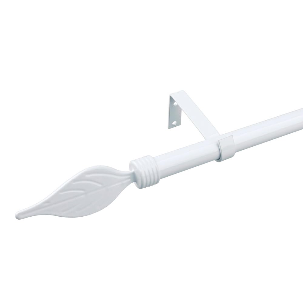 LOLAhome Pack de Barra de Cortina Extensible de 160 a 300 cm, con 2 escuadras y 2 terminales de Metal Blanco