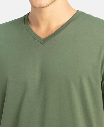 Image of Jockey 2726 Men Super Combed Cotton Rich Solid V Neck Half Sleeve T-Shirt