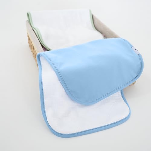 Premium Baby Burp Cloths, Extra Soft Spit Up Rags with 3 Absorbent Layers, 21" x 10" Size, Pack 5 Blue Bell2