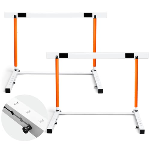Blulu 2 Pcs Adjustable Track and Field Hurdles Height Sports Training Hurdle with Counterweight Heavy Duty Track and Field Equipment Practice Training from 30 to 42 Inch for Athletes Adults (Orange)