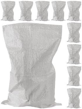 A&A SUPPLIES UK - 10 x Large Woven Rubble Builder White Rubbish Bags 60 X 100 CM Sacks - Strong Builders Garden Waste Bag - Heavy Duty Polypropylene PP DIY White Jumbo Sack 24.5 X 39" inches (10)