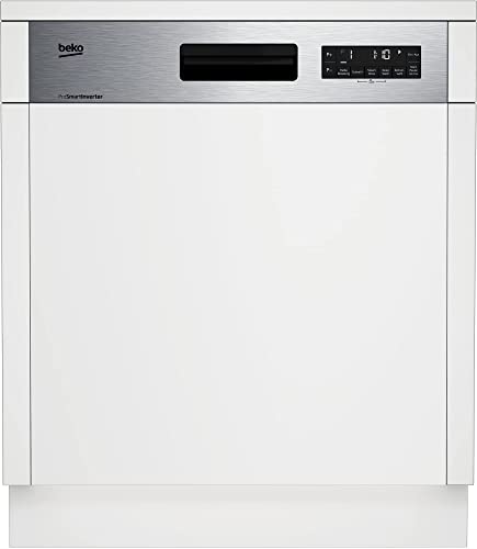 Beko DSN28640X Einbau-Geschirrspüler 60 cm teilintegriert, für 16 Maßgedecke, 3 Spülebenen, 6 Spültemperaturen, Schnell&Sauber...