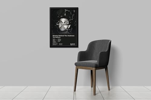 Image of BLINKART The Weekend - Beauty Behind The Madness Wall Photo Frames | Wall Art for Bedroom, Living Room, Studio or Office | Album Cover Print with Spotify Song Link QR Code | Gift for Fans - 8x12 In