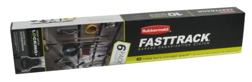 Image of Rubbermaid FastTrack Garage Storage Utility Hooks, All in One Rail Hook Kit and Tool Organizer, 6 Piece, Heavy Duty for Wall /Shed /Garden