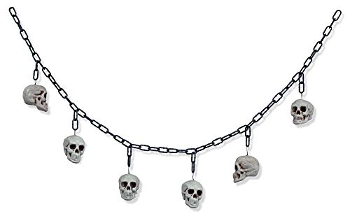 Das Kostümland Guirlande de têtes de mort XL pour Halloween - 170 cm - Décoration de squelette effrayante.