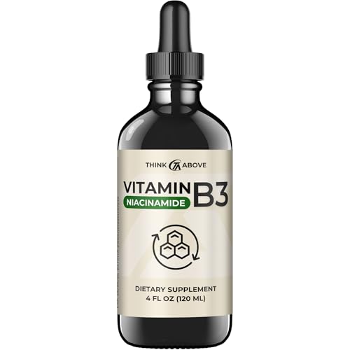 Liquid Vitamin B3 (as Niacinamide) Supplement - Non Flush Form of Niacin - Fast Absorption -Convenient Niacin Drops for Women and Men - 4 oz (120ml )
