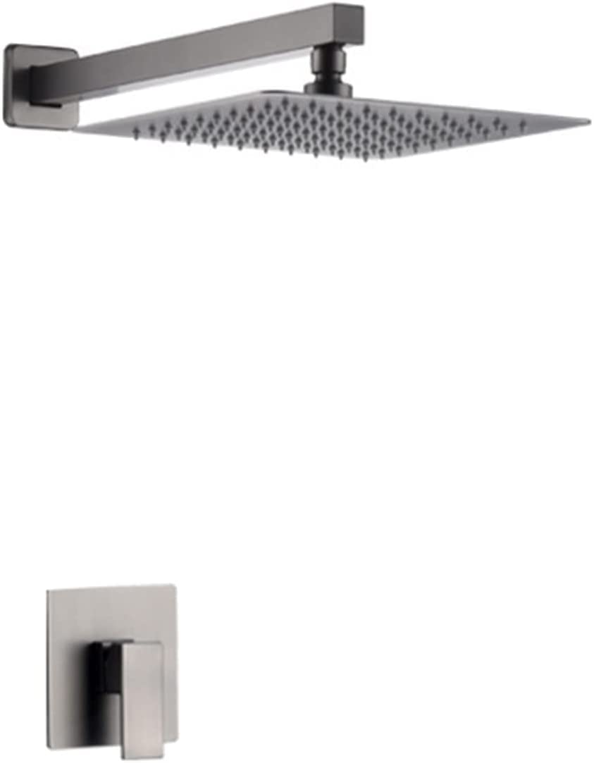 SnamicE Shower System Concealed Shower Faucet Set Wall Mounted Grey Shower Mixer Set with Waterfall Rainfall Shower Head Advanced Air Technology Easy Installation,12 Inch,10 Inch