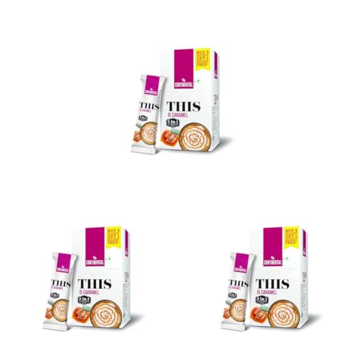 Image of Continental THIS Caramel Instant Coffee Powder | 132g (6 Sachets, 22g per each) | 3In1 Instant Premix Flavoured Coffe | Smooth Flavour and Rich Taste | Just Add Hot Water | Cafe Like Cofee (Pack of 3)