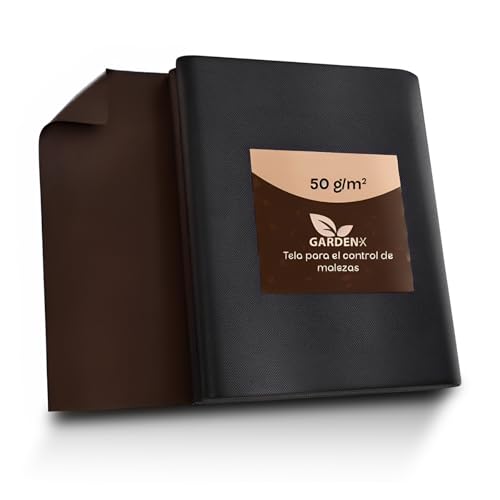 GARDENIX® 16 m² De Doble Cara marrón/Negro Tela para Control de maleza 50g/m² de jardín vellón de protección contra malezas Alta estabilización UV Permeable al Agua (1,6m x 10m)