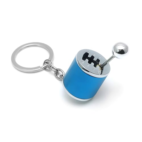 Osilly Gearbox Keychain Six Speed Manual Transmission Stick Shift Keyring Auto Part Creative Fidget Toy Car Shifter Gear Keyfob Automotive Key Chain Ring Car Accessories (Blue)